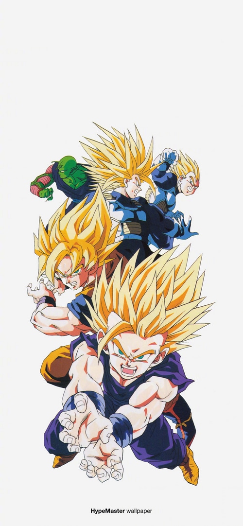 Dragon Ball Z characters: Gohan, Goku, Vegeta, Trunks, Piccolo