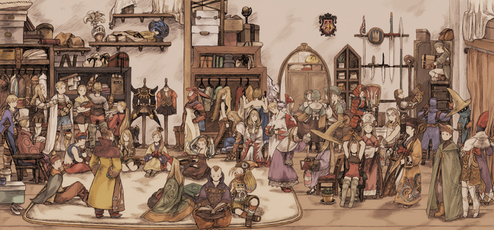 Final Fantasy Tactics characters in a shop