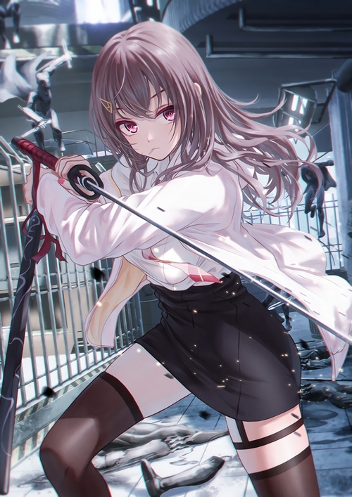 Girl with Katana in a Post-Apocalyptic Setting