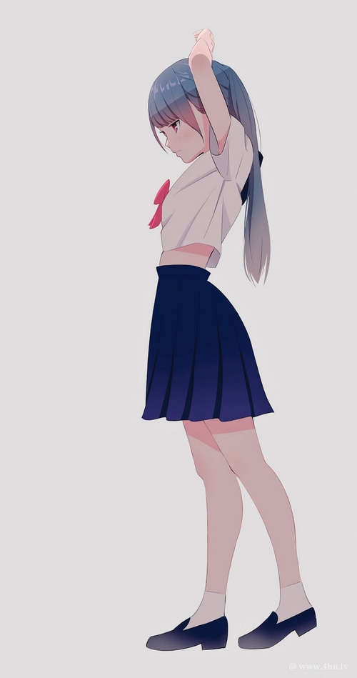 Anime girl in school uniform with blue hair