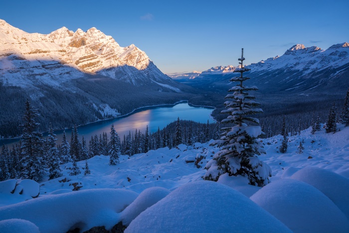 Peyto Lake in Banff National Park, Canada during winter