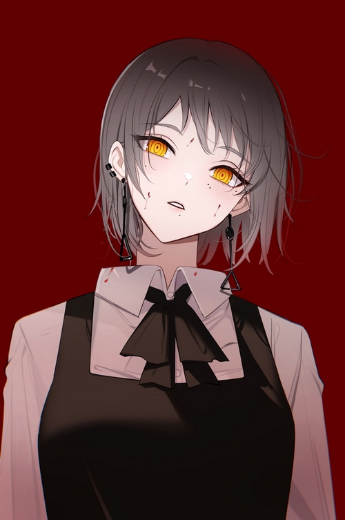 Kiga from Chainsaw Man with blood splatters