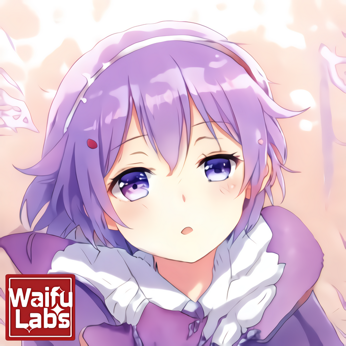 Anime girl with purple hair and blue eyes
