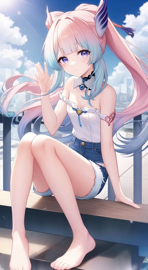 Sangonomiya Kokomi from Genshin Impact waving