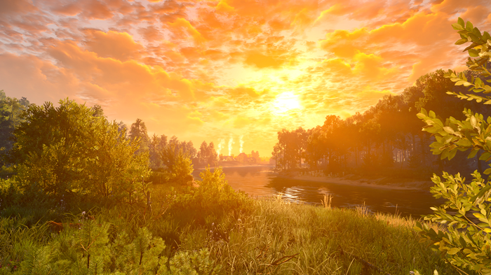The Witcher 3: Wild Hunt 4K Sunset Over Water