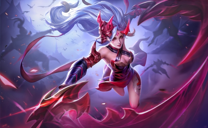 Arena of Valor character with red mask and scythe