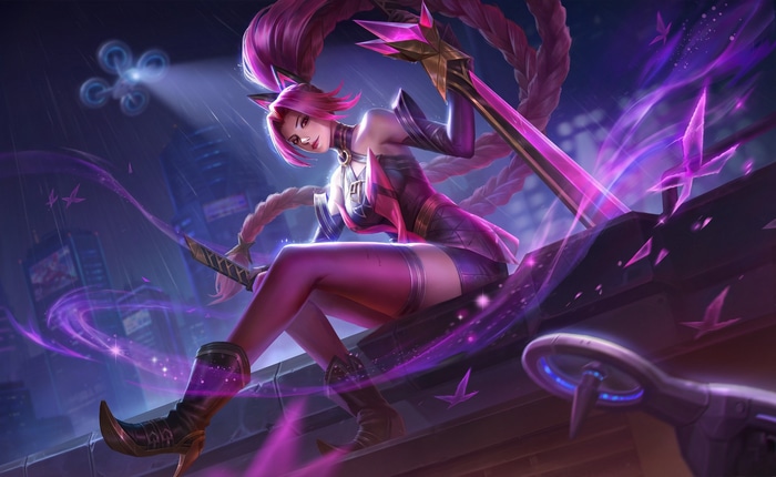 Arena of Valor character with pink braids and sword