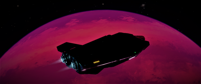 Elite: Dangerous ASP Explorer spaceship near a pink planet