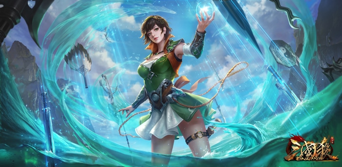 4K Video Game Girl with Water Spell