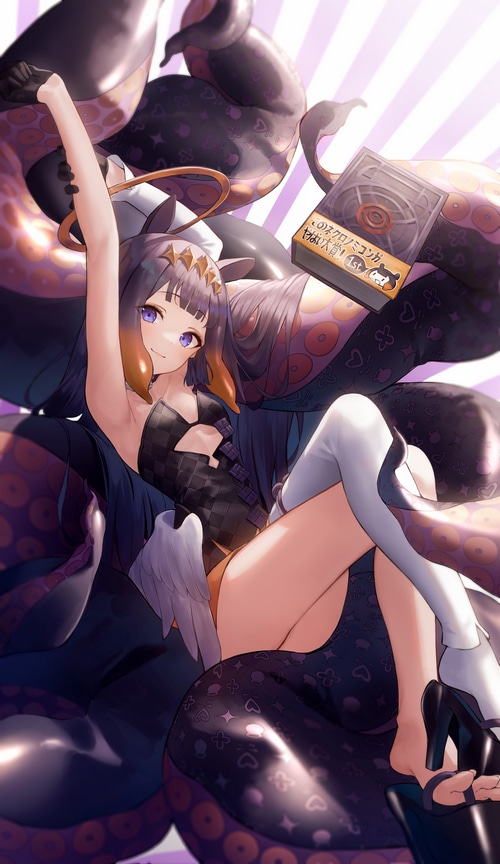 Ninomae Inanis with Tentacles and Necronomicon