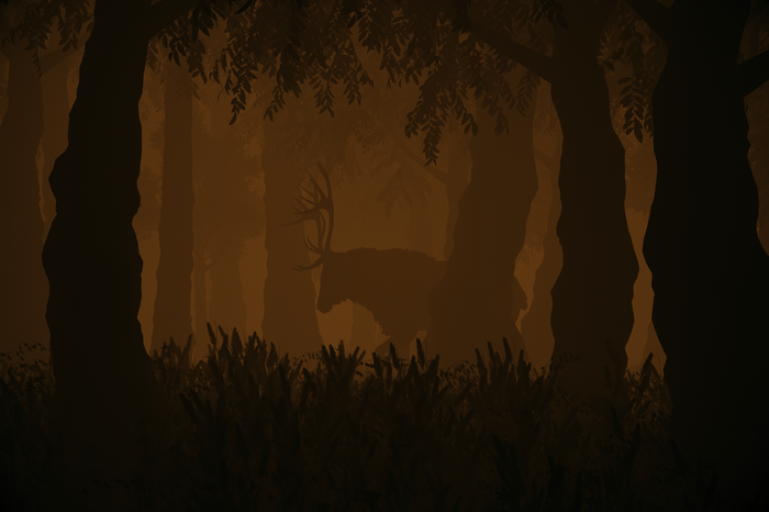 4K deer silhouette in a misty forest