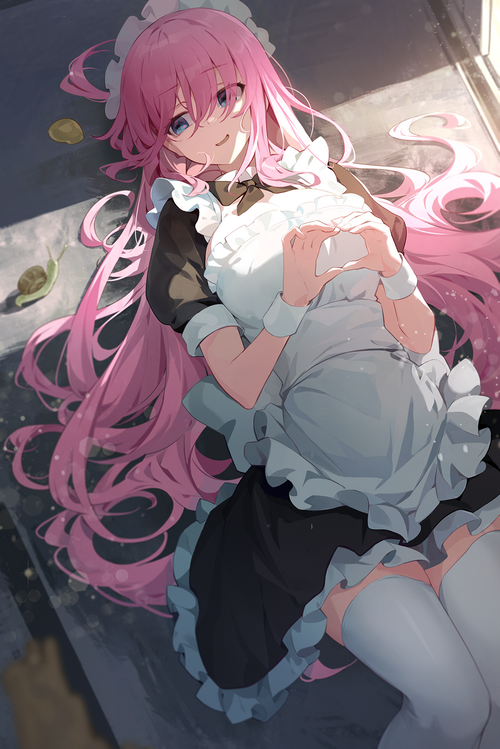 Gotou Hitori in Maid Outfit Making Heart Hands