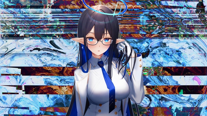 Anime girl with glasses and pointy ears, creative coding