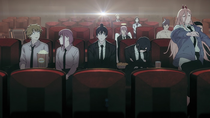 Chainsaw Man characters in a movie theater