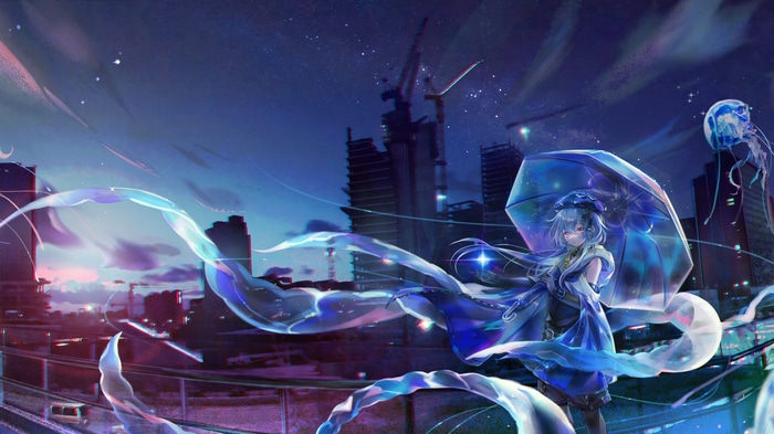 Mizuki with umbrella and tentacles in Arknights