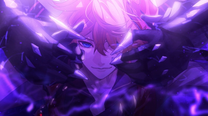 Childe from Genshin Impact with purple energy