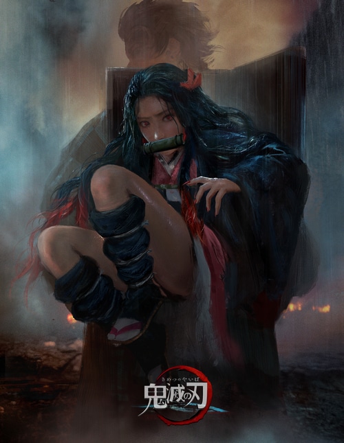 Kamado Nezuko and Kamado Tanjiro from Kimetsu no Yaiba