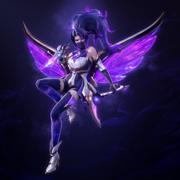 Akali with Purple Wings and Scythes in League of Legends