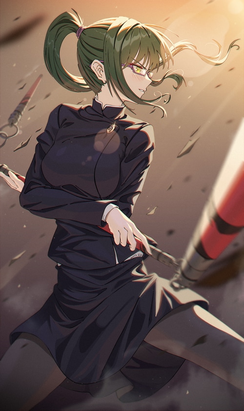 Maki Zenin from Jujutsu Kaisen in action