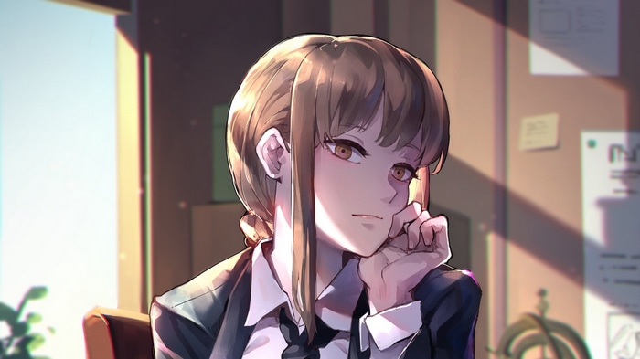Makima from Chainsaw Man in an office