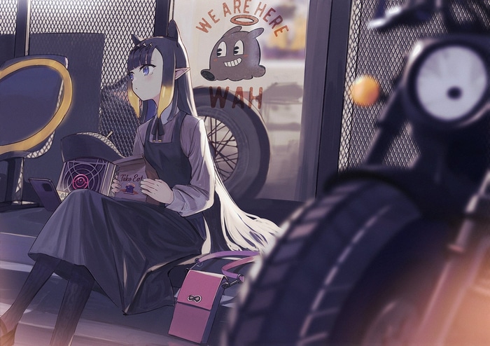 Ninomae Inanis with Takodachi and Motorcycle