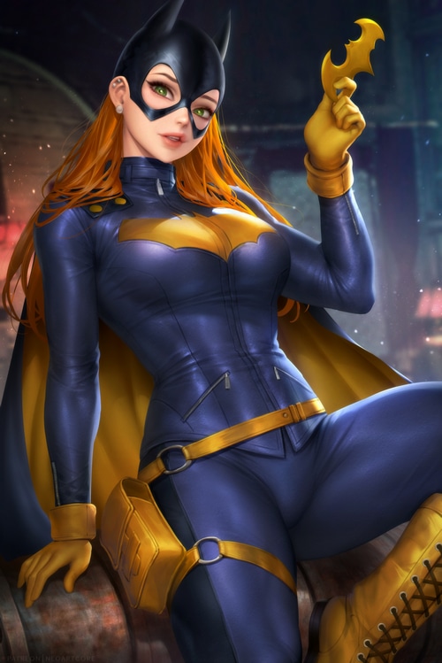 Batgirl holding a batarang, DC Comics fan art
