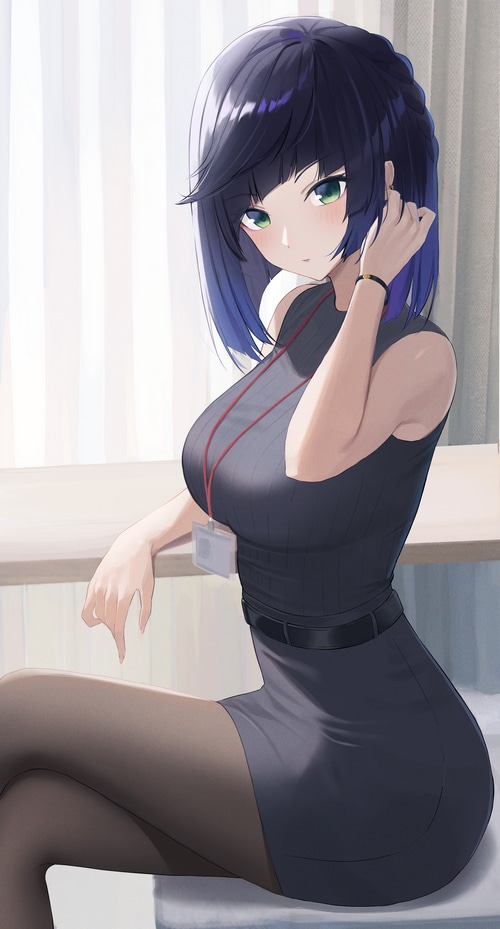 Yelan from Genshin Impact wearing a black dress