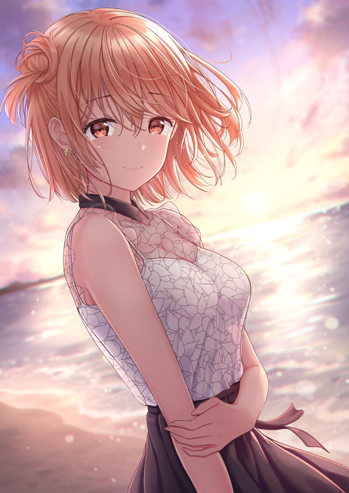 Yuigahama Yui by the Sea at Sunset