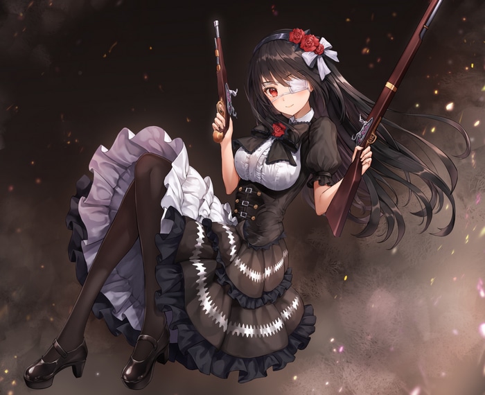 Tokisaki Kurumi with Eyepatch and Guns