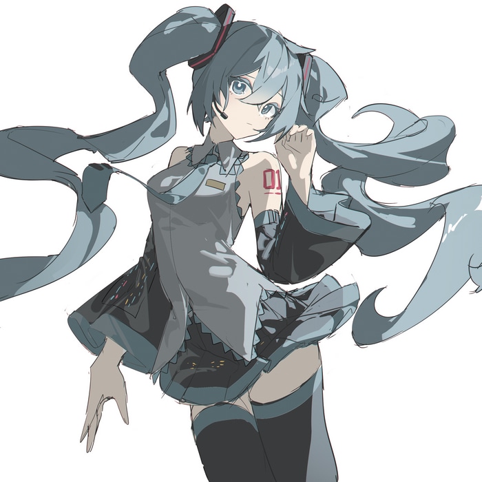 Hatsune Miku with blue twintails and blue eyes