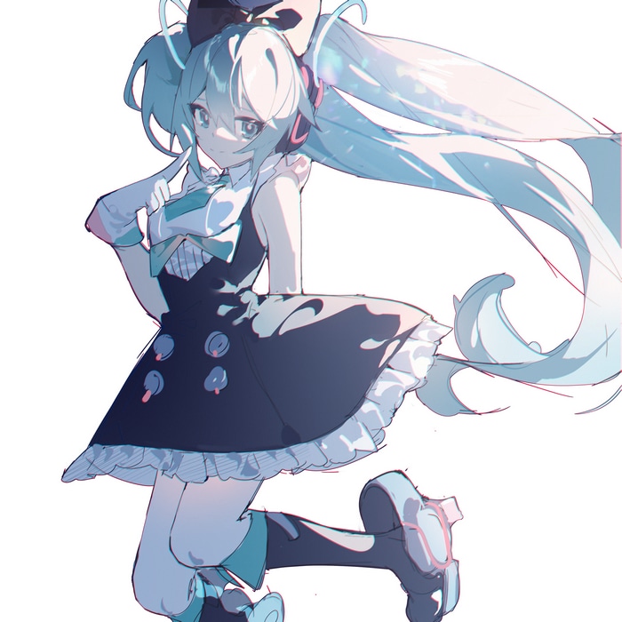 Hatsune Miku with blue twintails and black dress