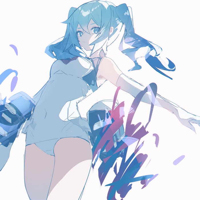 Hatsune Miku with blue twintails and blue eyes