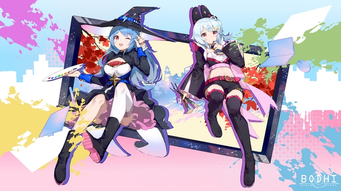 4K BODHI: Two anime girls with paint brushes