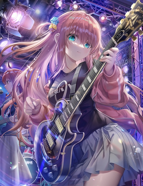 Bocchi the Rock! Gotou Hitori playing guitar on stage