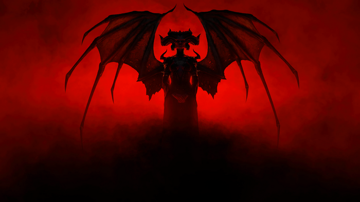 Diablo IV Lilith with Wings in Red Smoke