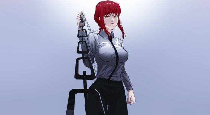 Makima from Chainsaw Man holding chains