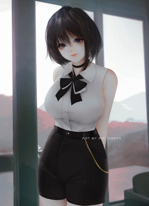 Anime girl with choker by Aoi Ogata