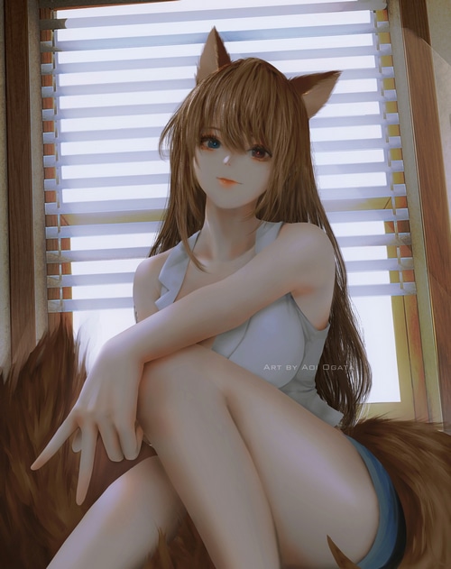Fox girl with heterochromia by Aoi Ogata