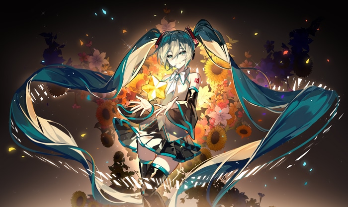 4K Hatsune Miku with Twintails and Flowers