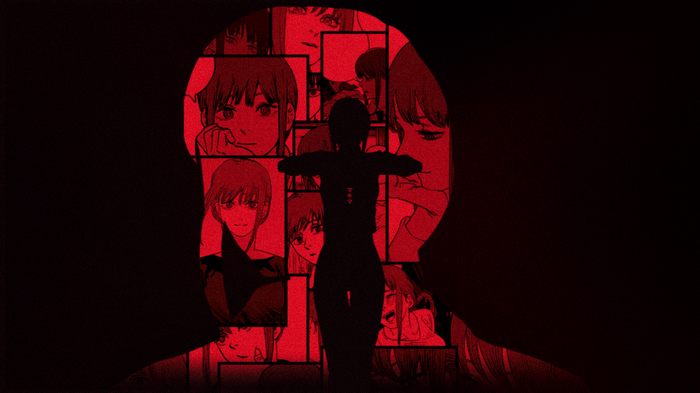 Chainsaw Man Makima Silhouette with Manga Panels