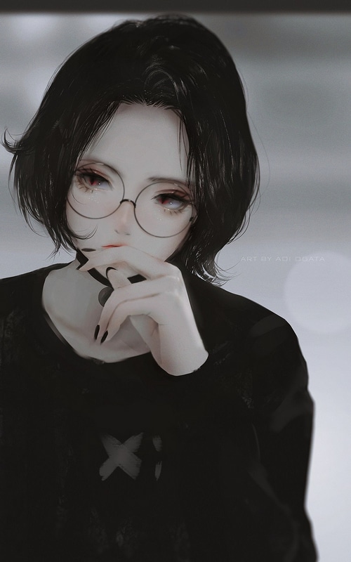 Aoi Ogata with glasses and choker