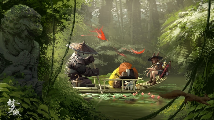 4K Kan Liu Panda and Girl on Boat