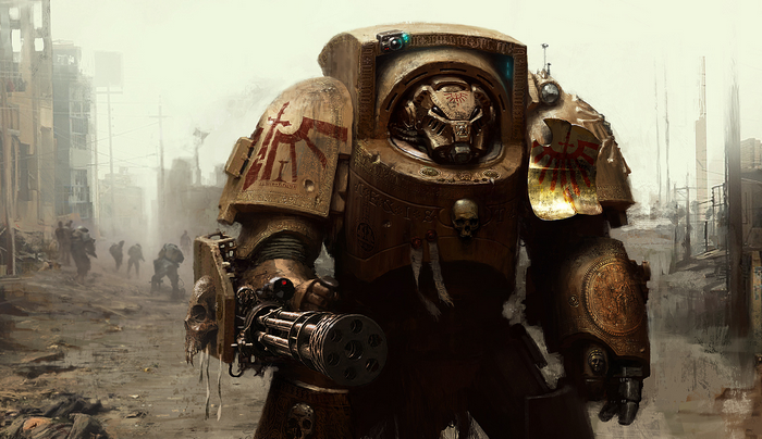 Warhammer 40,000 Terminator with Minigun in Ruins