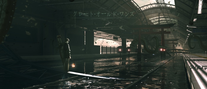 4K Japanese train station with torii gates
