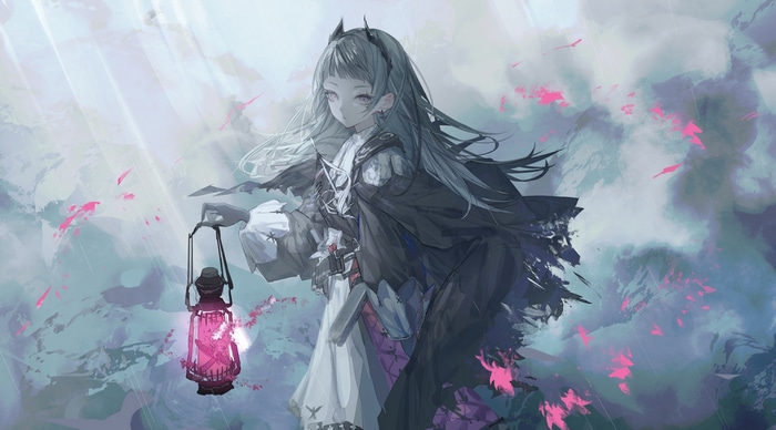 Arknights Irene holding a lantern