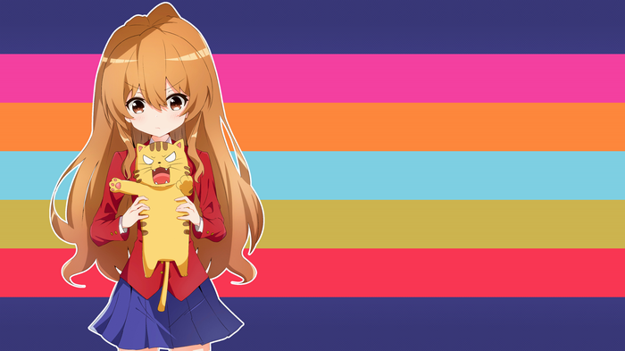 Aisaka Taiga from Toradora! holding a cat plush
