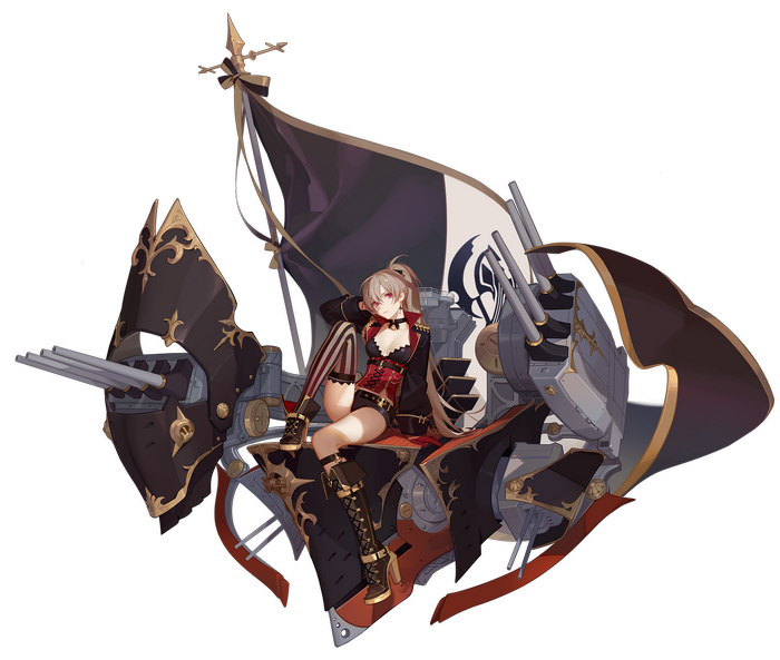 Azur Lane Jean Bart with Naval Guns and Flag