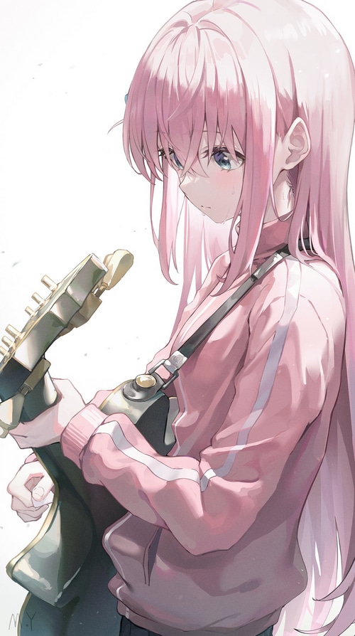 Gotou Hitori with a guitar
