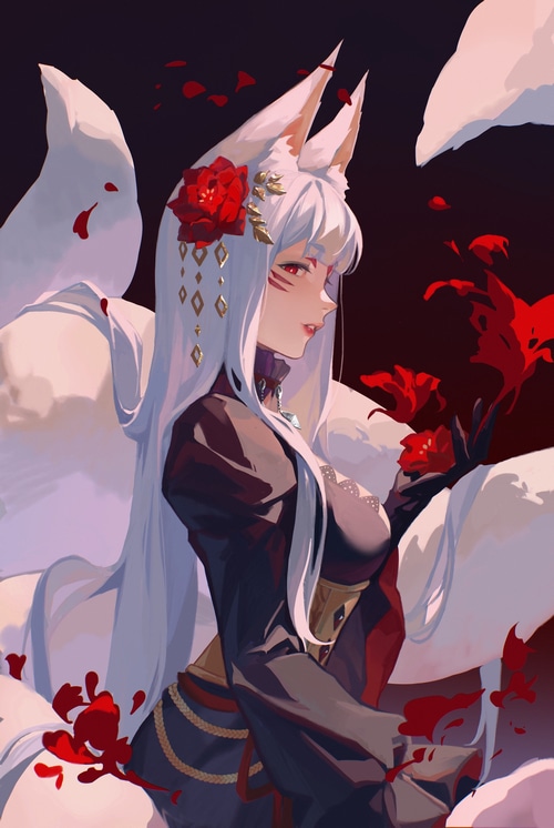 Nina Kosaka with Fox Ears and Tails