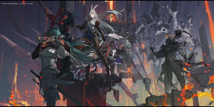 Anime girls with pointy ears and Swd3e2 illustration